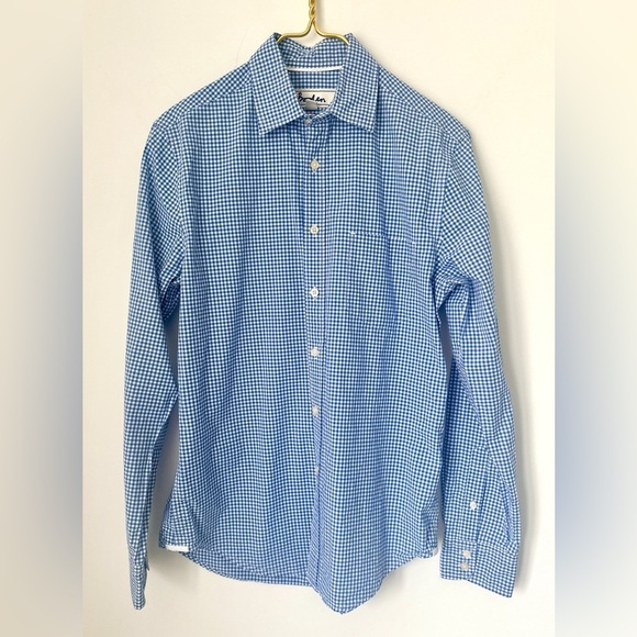 Boden Blue White Check Crisp Cotton Long Sleeve Button Up Shirt Men’s Small - Picture 1 of 6